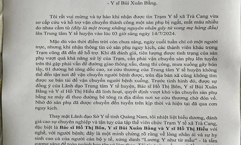 Quảng Nam: Khen thưởng tuyên dương hành động đẹp của ê kíp y, bác sĩ cứu thành công sản phụ băng huyết