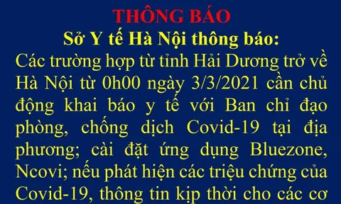 Người về Hà Nội từ 4 địa điểm này ở Hải Dương phải cách ly từ ngày 3/3